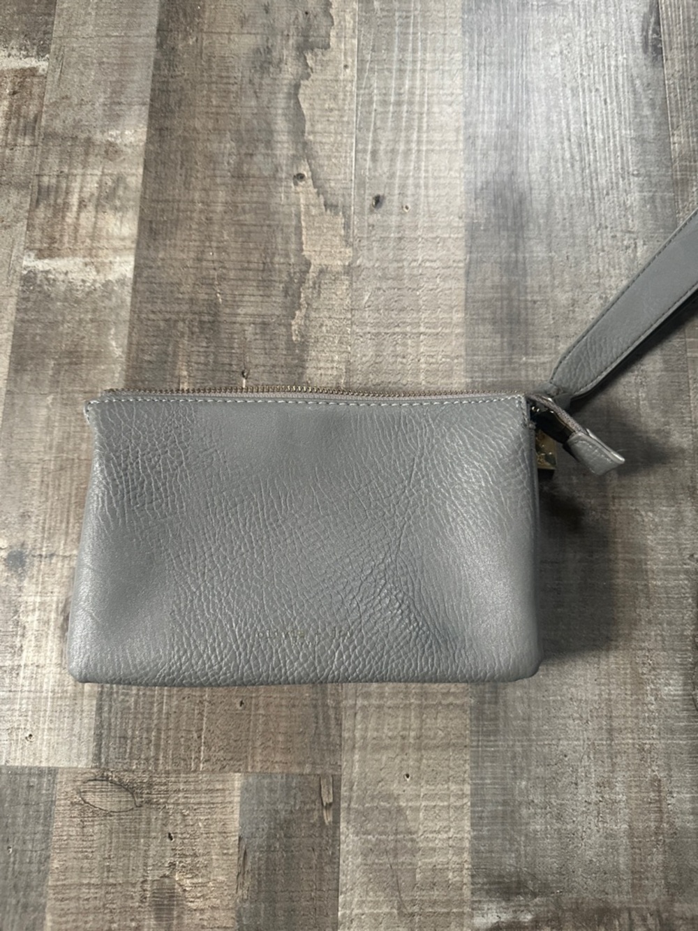 Gray Leather Wristlet Clutch - Unbranded